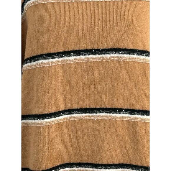 Talbots Twinkle Stripe Sweater Cafe Combo Tan Women's Large Pullover - Picture 12 of 13